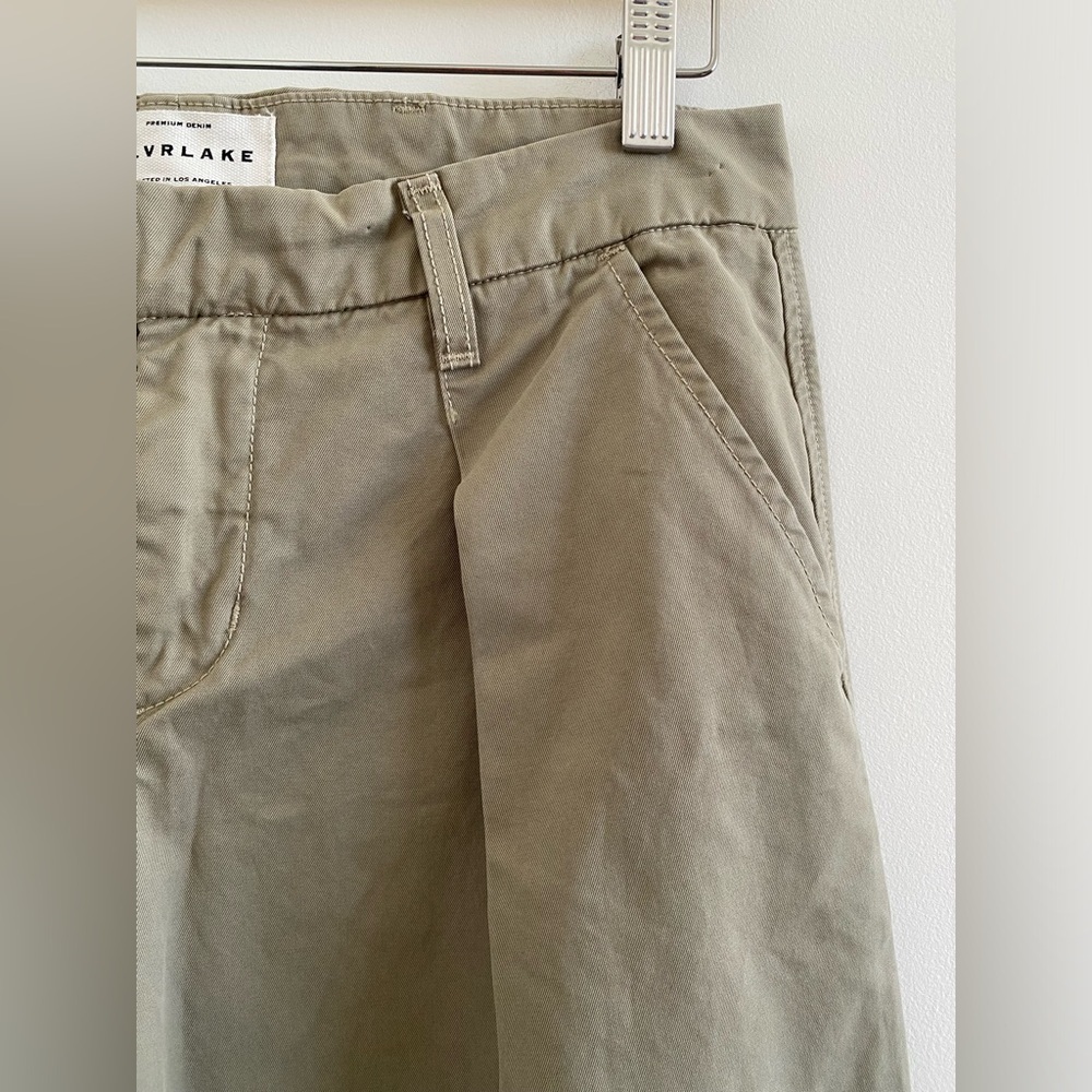 SLVRLAKE Lola Cotton Wide Leg Pleated Pant Size 27 In Smokey Aloe - Picture 6 of 12